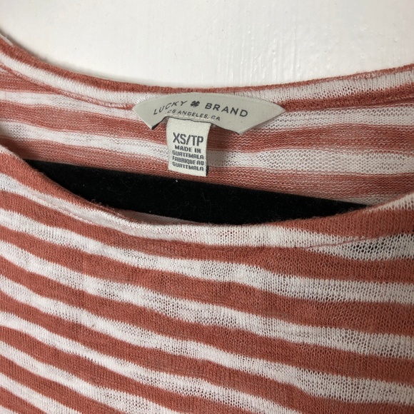 Lucky Brand White/Clay Striped Knit Top - Picture 2 of 5